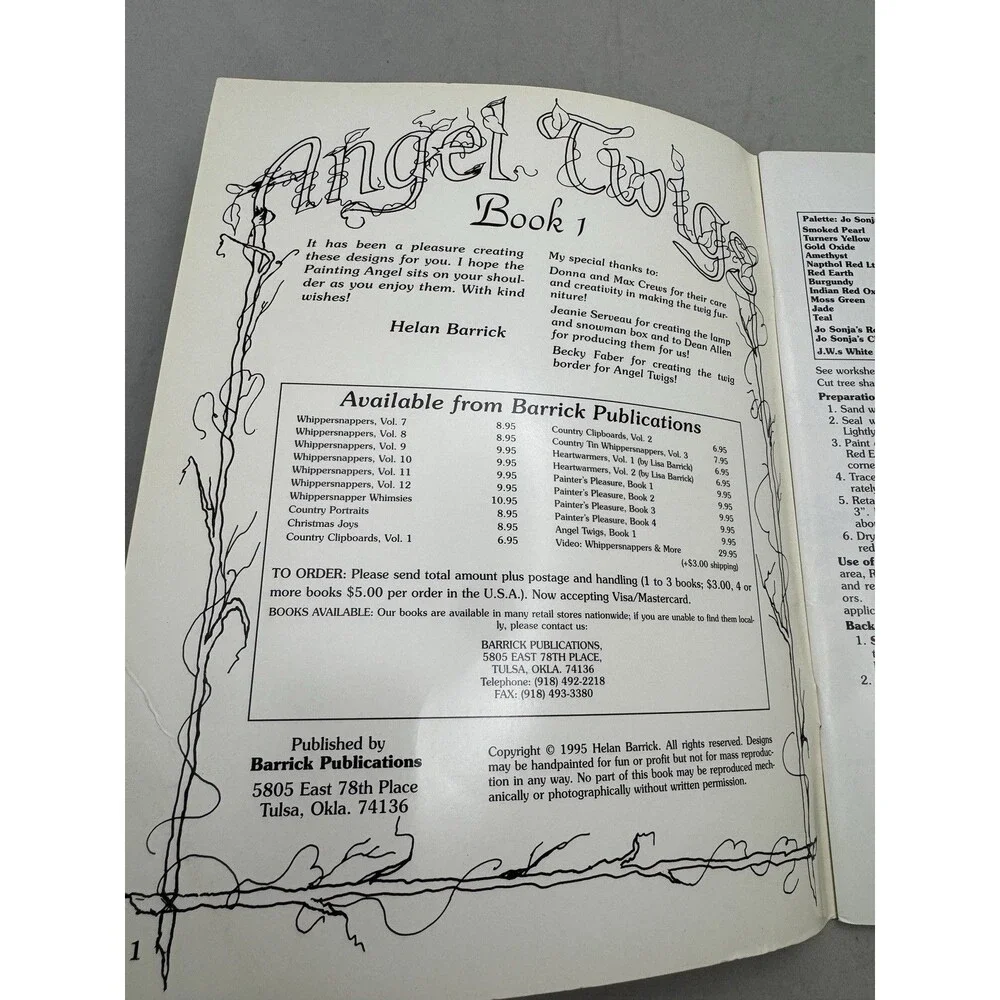 Angel Twigs Book 1 Decorative Painting Book Helan Barrick Instructions Pattern